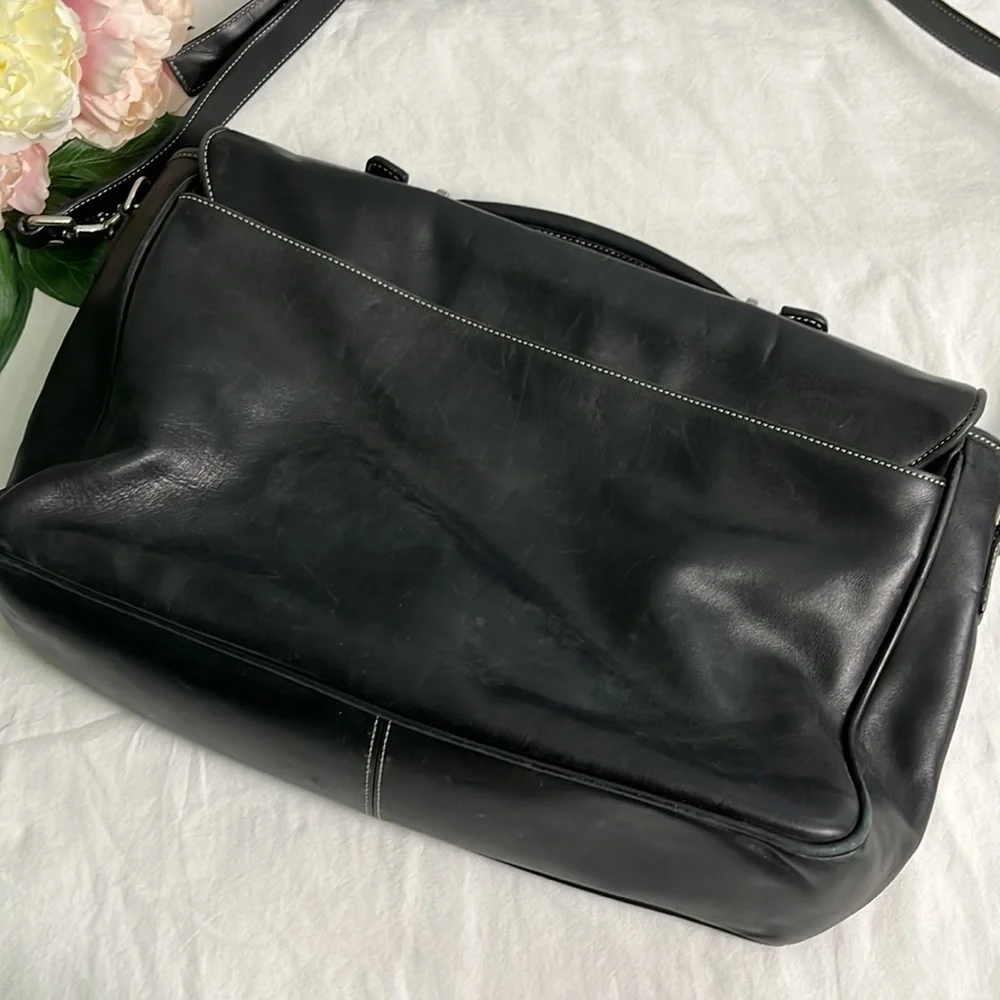 Vintage Y2K Coach Metro Unisex Large Black Leather Briefcase Laptop Bag